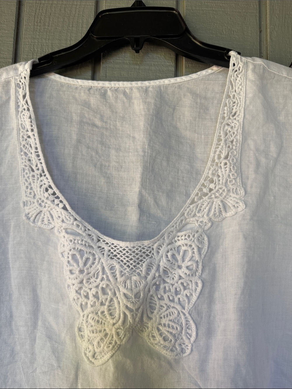White Linen Tunic Top L - Picture 3 of 5